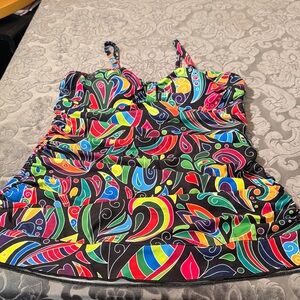 Wet Shop womens Vibrant Abstract 1 pc skirted Swimsuit Sz x-Large